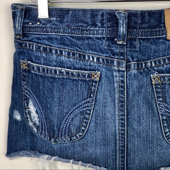 Hollister Distressed Micro Mini Jean Skirt Y2K - Picture 8 of 11